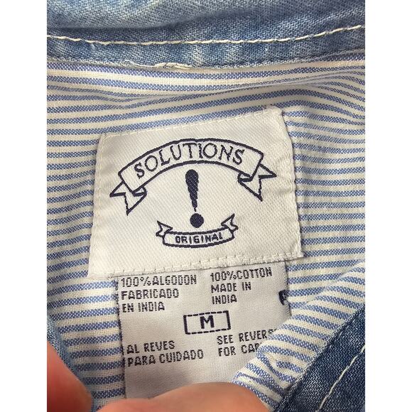 Vintage M embroidered chambray scarecrow farm  long sleeve graphic button up+ - Picture 5 of 7